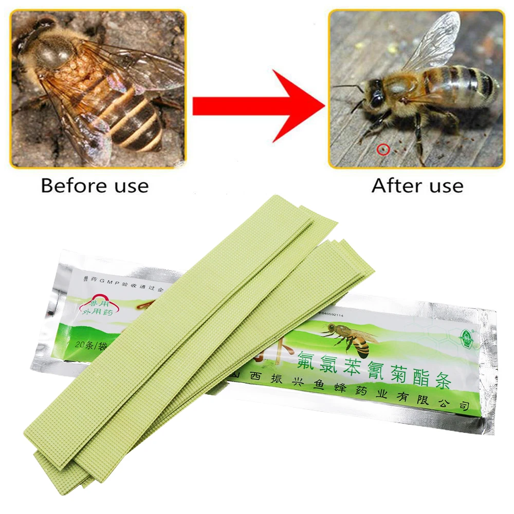 10 упак./200 шт. Пчелиный акарицид против флювалиновых полосок насекомых контроллер