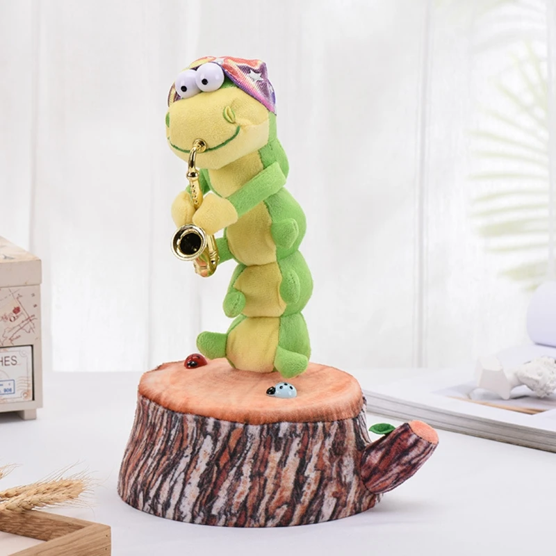 

Saxophone Dancing Singing Carpenterworm Soft Stuffed Insect Plush Toys Funny Gif