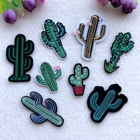 cactus iron on patches for clothing stickers stripes appliques on clothes plants embroidery badges
