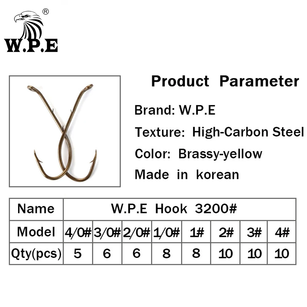 W.P.E брендовый рыболовный крючок 3 упаковки/лот с бородкой Размер 1 # 4 #1/0 4/0 для