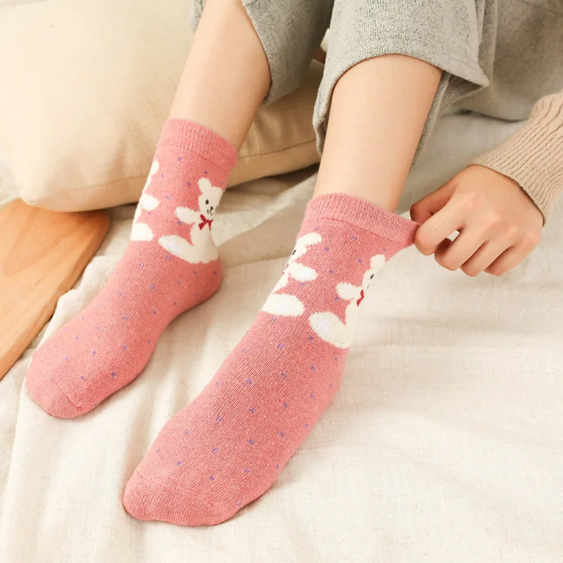 2 пары новых женских шерстяных носков с кроличьими ушками Длинные полосатые