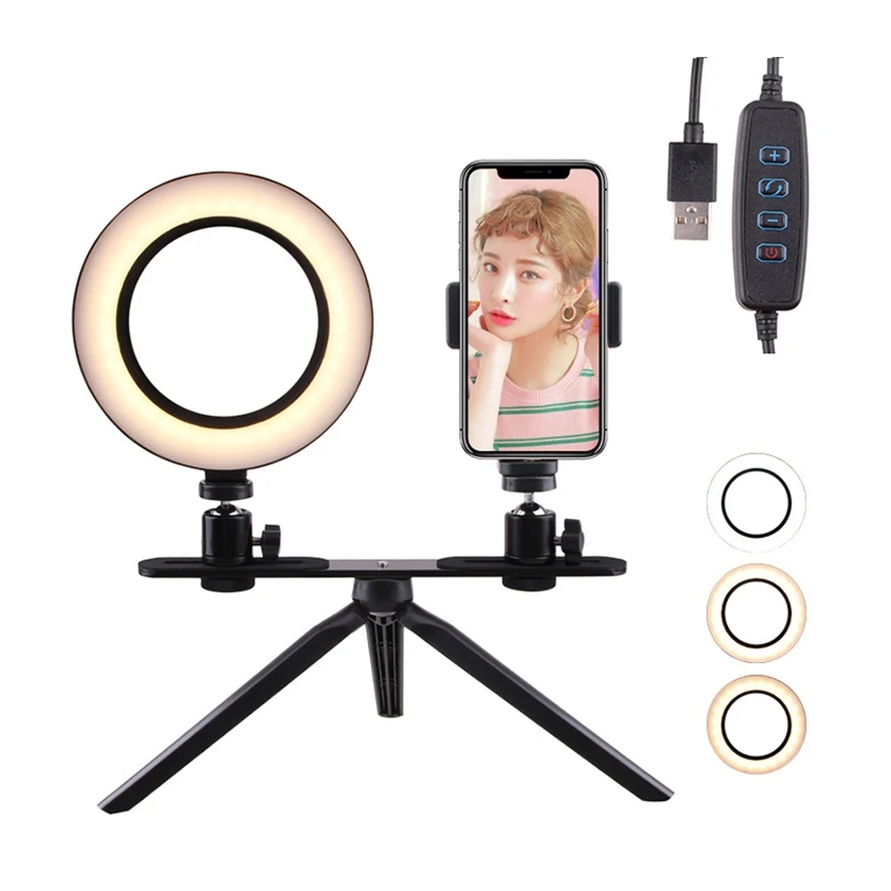 6.3''/16cm 3 Color Camera Photo Studio Phone Video LED Beauty Ring Light Photography Dimmable Lamp+Tripod for Selfie | Электроника