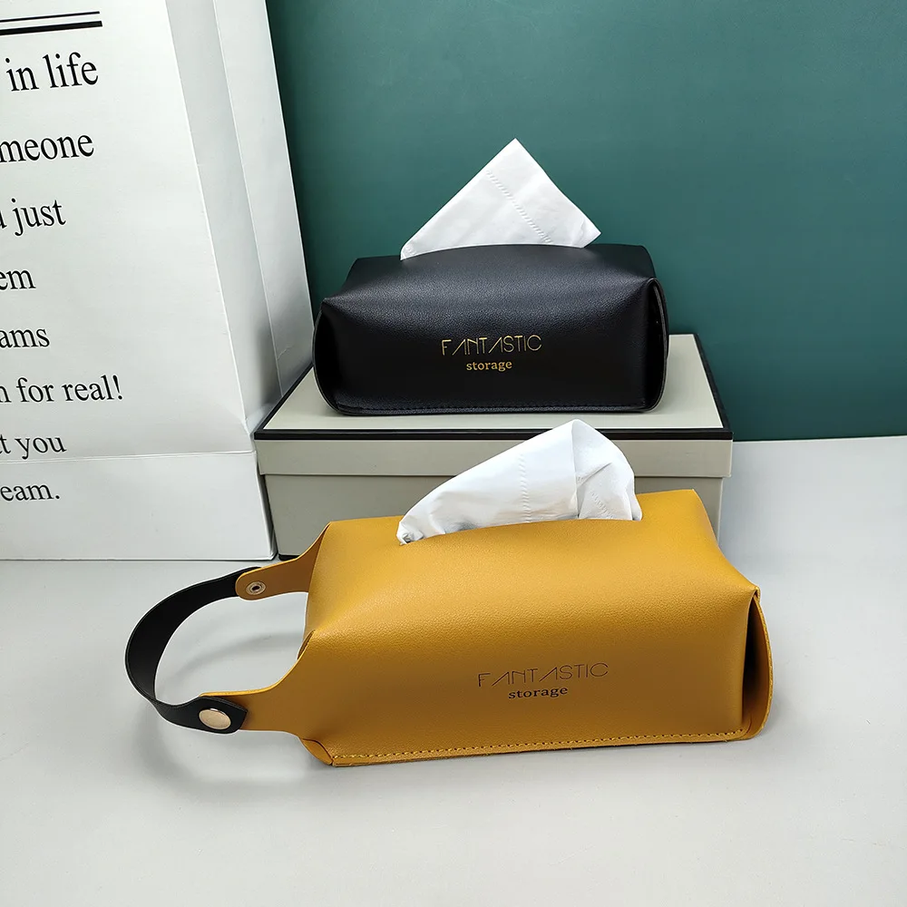 

PU Leather Hangable Tissue Case Box Home Car Toilet Towel Napkin Papers Dispenser Holder Box Case Table Decoration Nordic Ins