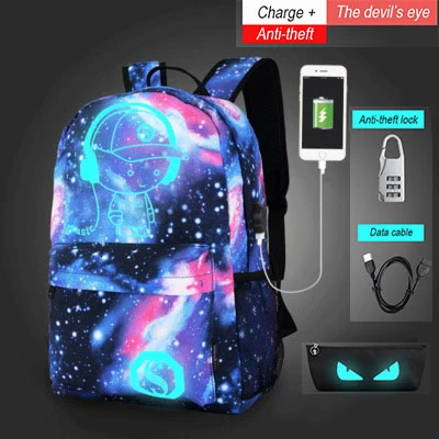 Music boy USB Camouf Модные рюкзаки для студентов, светящиеся анимационные школьные сумки для мальчиков и девочек-подростков, USB зарядка для компьютера, противоугонная сумка для ноутбука - Цвет: Music boy USB Camouf