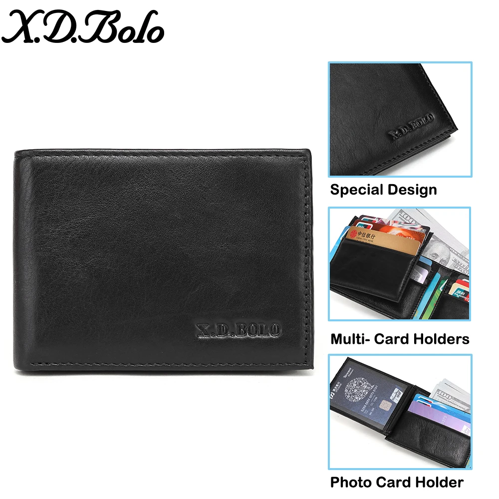 Кошелек XDBOLO мужской кожаный карманный короткий бумажник с кармашком для карт