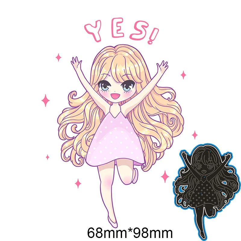 

Metal steel Cutting Dies happy girl DIY Scrapbooking Photo Album Embossing paper Cards 68*98mm