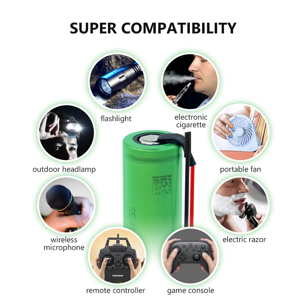 Hot 3.6V VTC4 18650 Li ion Battery 2100mAh High drain 30A US18650VTC4 Rechargeable battery For Flashlight + DIY Silica gel Cable |