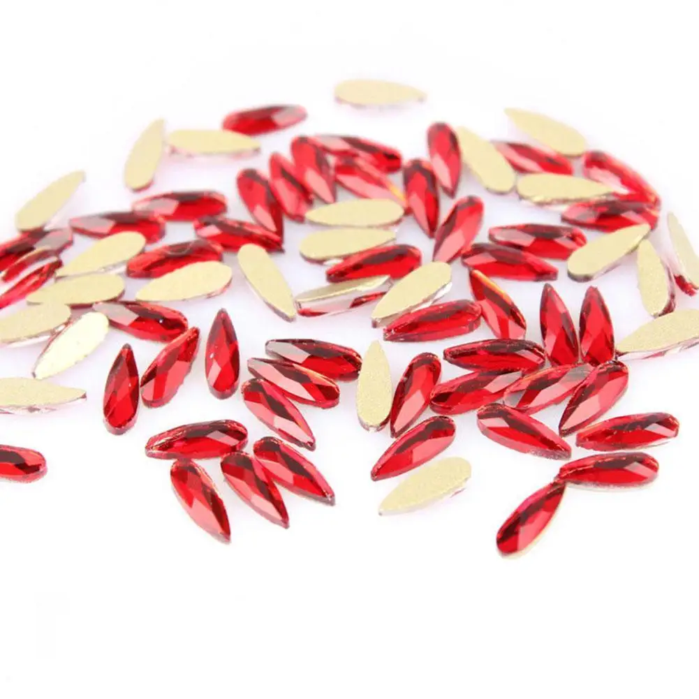

Nail Art Rhinestones 50pcs/lot Flat Shaped Elongated For 3D Accessories Crystals on Rectangle Teardrop Nails Glass D9K1