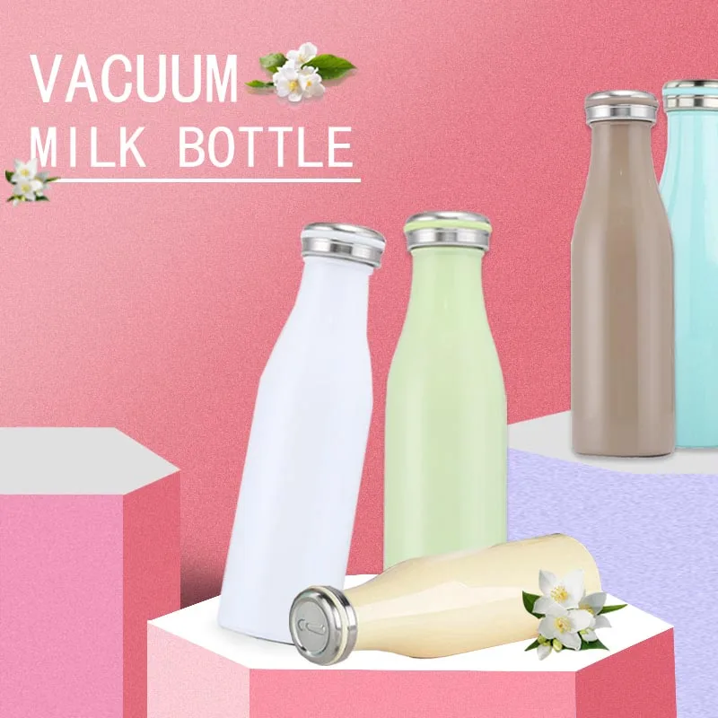Bpa-free изолированные 500 мл молочные вакуумные фляги 304 нержавеющая сталь термос чашка термосы бутылка для воды спортивные путешествия кофейные кружки
