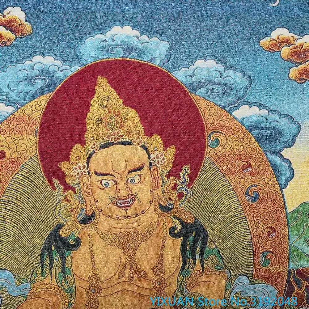 Thangka Бог богатства окрашенная парча окрашенный шелк Вышитое сокровище Tianwang
