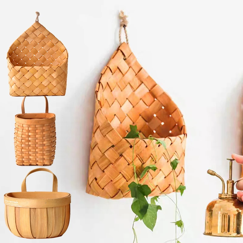 

Плетеные корзины ручной работы, контейнер для хранения естественного плетения, настенная корзина, цветочный горшок, коробка, корзина для хр...