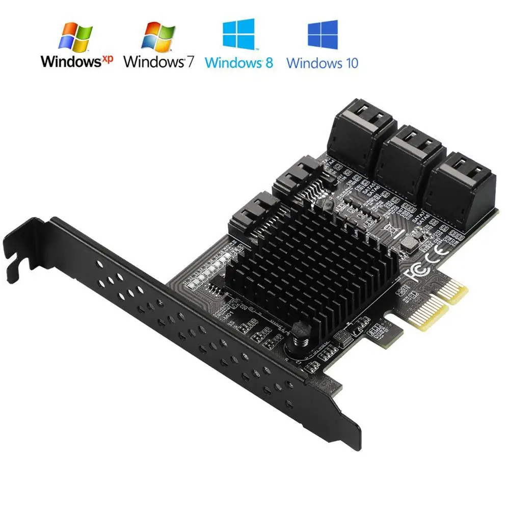 Для WINXP WIN7 WIN8 WIN10 PCIe SATA карта 8 портов для контроллер плата расширения с кабелей| |