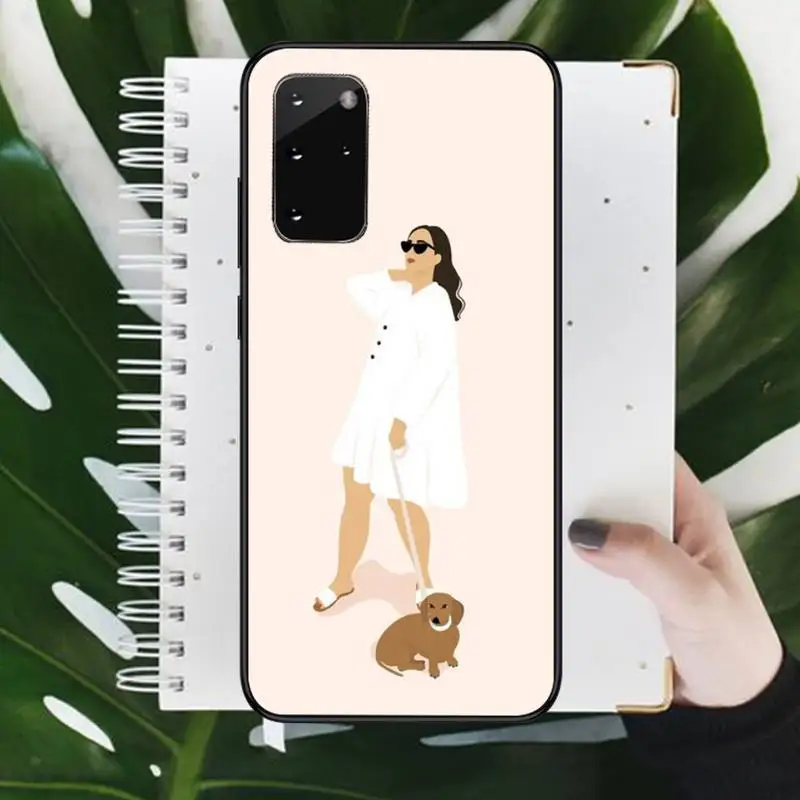 

Female fashion coffee girl Phone Case For Samsung galaxy S 9 10 20 A 10 21 30 31 40 50 51 71 s note 20 j 4 2018 plus