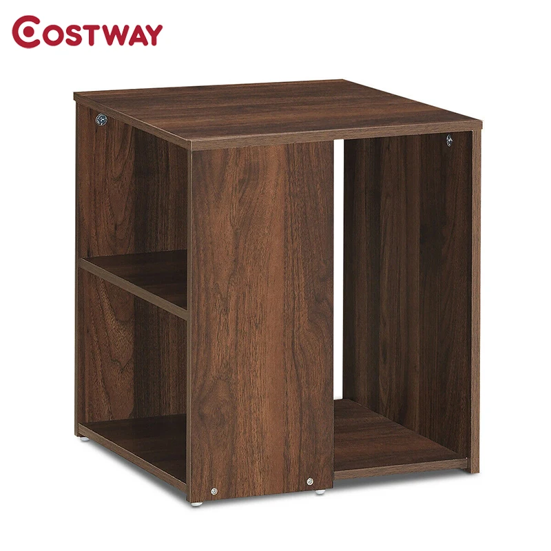 

2 Shelf Side End Table with Open Storage Shelves Large Storage Space Concise Modern Appearance Smooth Surface Side Table