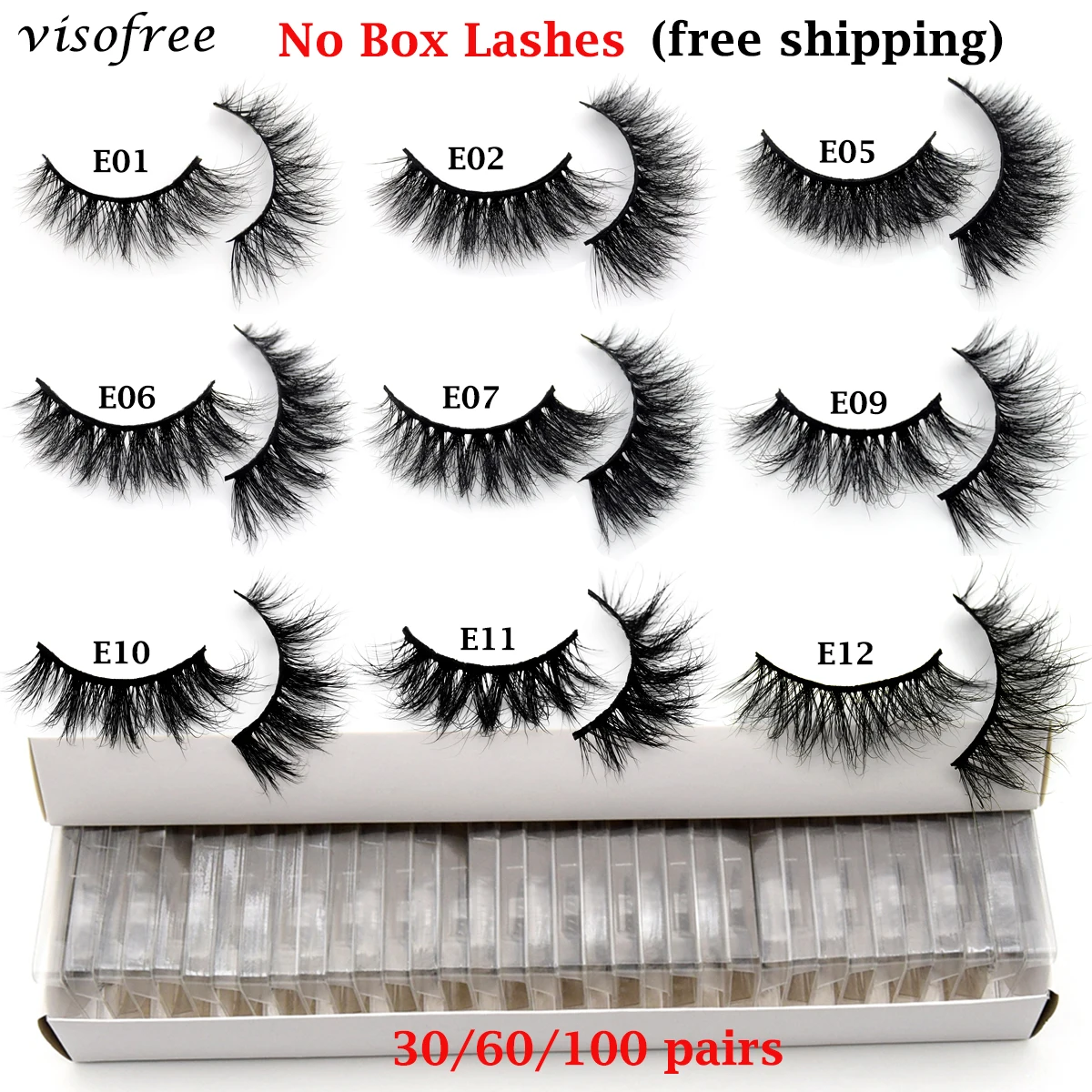 Ресницы норковые объемные 30/60/100 шт. накладные ресницы для макияжа
