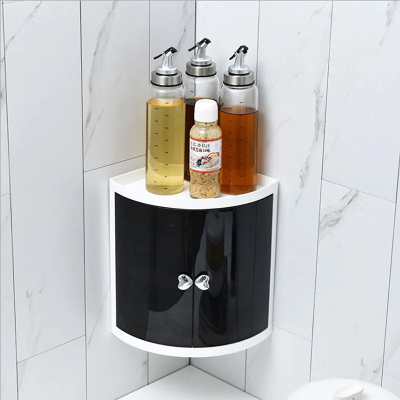 

Bathroom triangle wall-mounted waterproof and dustproof cosmetic storage box kitchen shelf bathroom cosmetic box free punch
