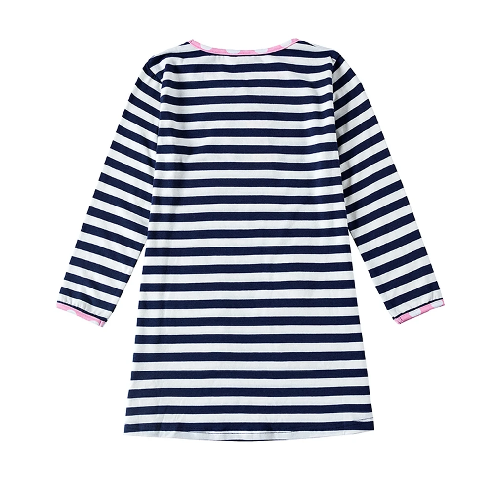 Платья для девочек Хлопковая одежда Прямые платья с вышивкой Осенняя длинными