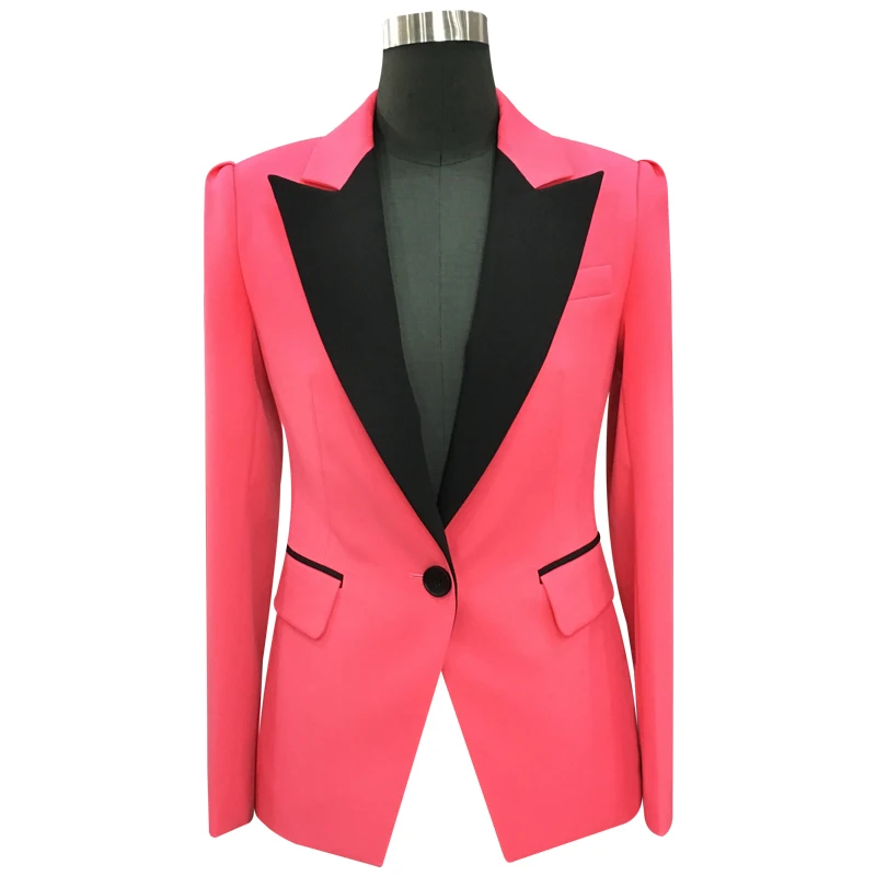 Rose red Jacket Ранняя осень модный тонкий костюм куртка Евро-американский костюм с длинными рукавами на пуговицах - Цвет: Rose red Jacket