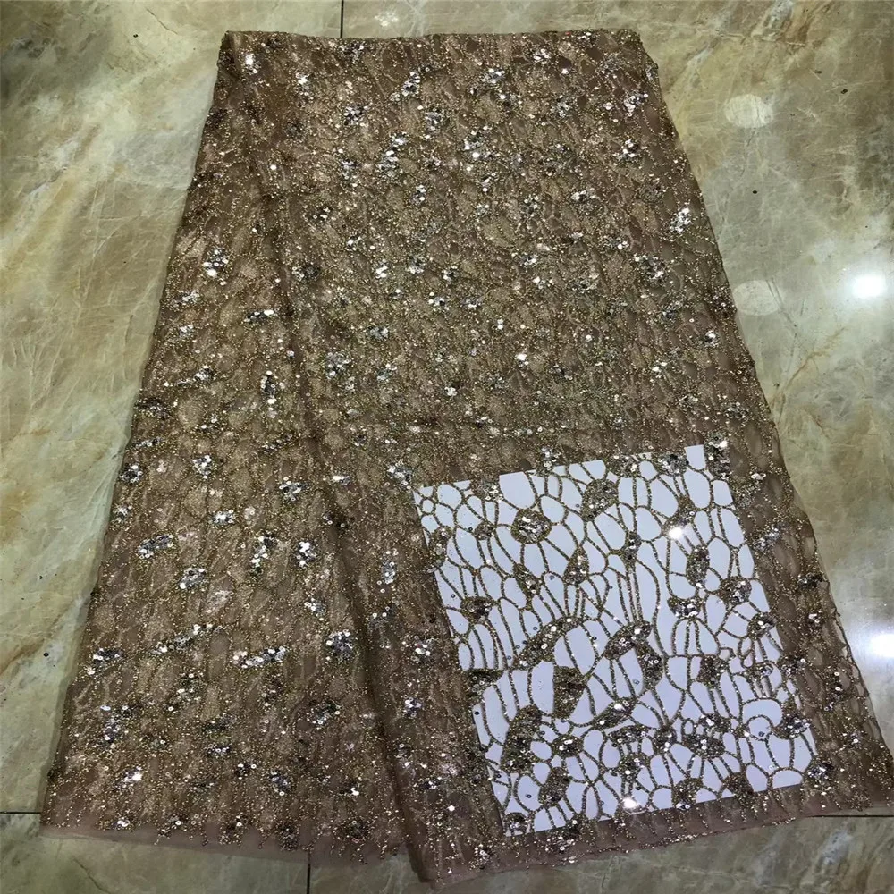 

Madison Latest African Lace Fabric 2021 High Quality Sequins Lace Fabrics Embroidery French Nigerian Tulle Lace Fabrics