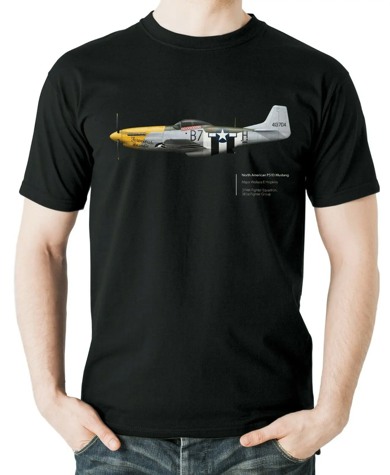 

Flyingraphics Aviation themed Men T Shirt North American P51D Short Casual harajuku shirt