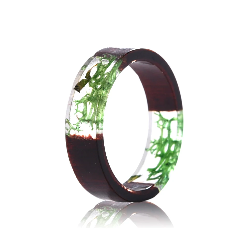 Женское Винтажное кольцо с зеленым Мохом из дерева и смолы Прямая поставка 2019 |
