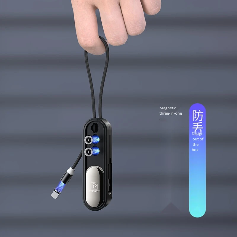 

3 IN 1 Magnetic Data Cable For Micro USB Type C iPhone Universal Strong Magnetic Portable Mobile Phone Charging Creative Bracket