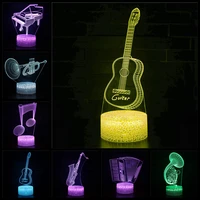 various musical instruments musical notes led night light violin piano guitar childrens bedroom decoration 3d lights