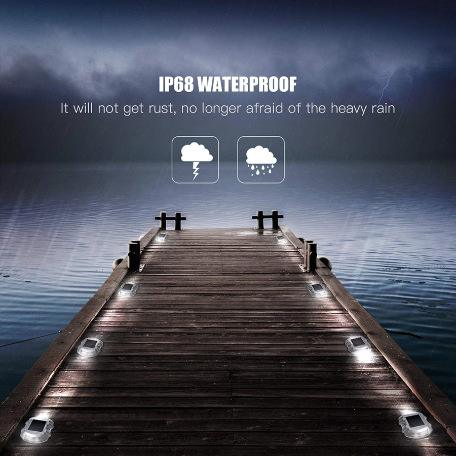 구매 태양광 데크 조명 4 팩 LED 태양광 도크 조명, 비바람에 견디는 무선 야외 정원 경고 계단 램프, 진입로 산책로