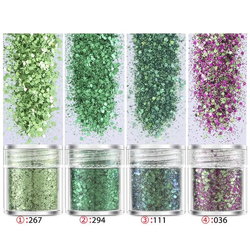 4 бутылки Блестки для нейл Арта (искусство украшения ногтей) сверкающая