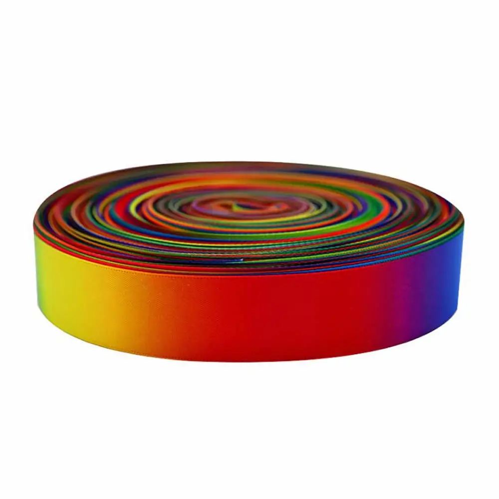 Лидер продаж 1 шт. Градиент Радуга Двусторонняя сатиновая лента с 50 ярдов для