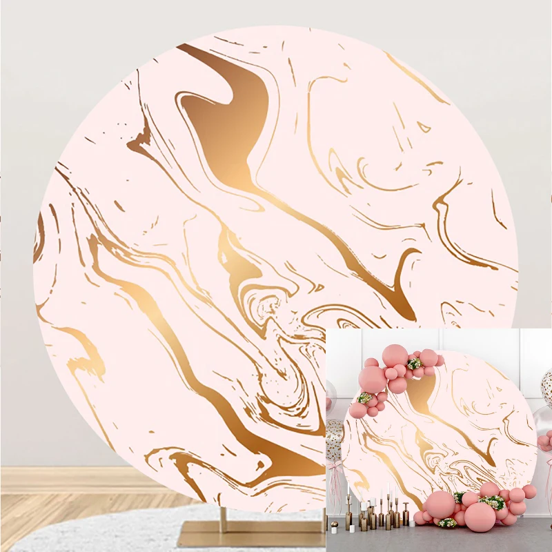 

Круглая эластичная Фотография фона dawnзнаем розовый позолоченный мрамор украшение для свадебной вечеринки на день рождения Фотостудия