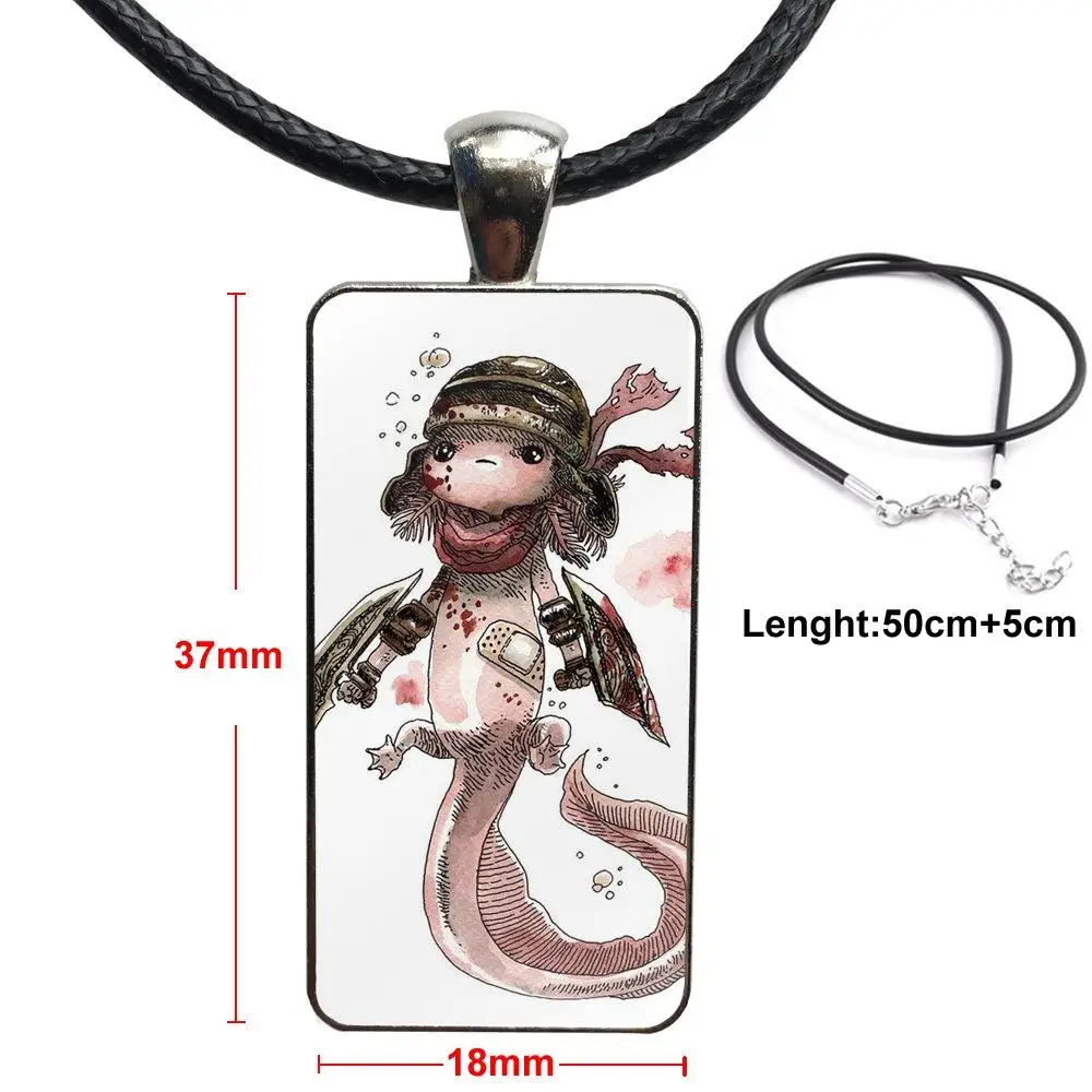 Женский Рождественский подарок Axolotl модный стеклянный кабошон ожерелье с