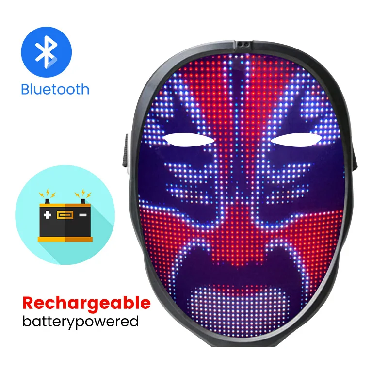 Bluetooth RGB LED Mask Rechargeable Facial Deformation Programmable Costume Cosplay Party Props Halloween Decoration Gifts | Дом и сад