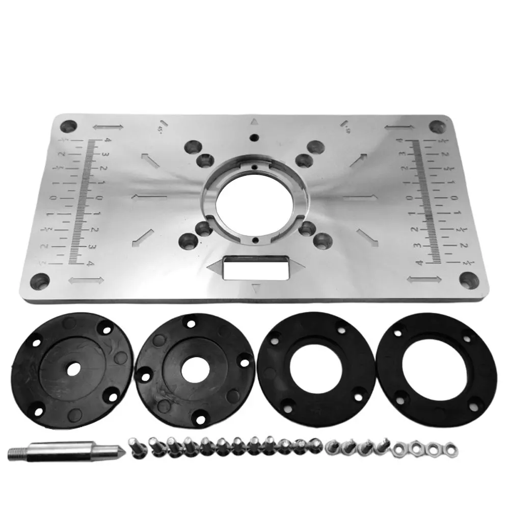 

Router Table Insert Plate Kit Aluminum Alloy Universal Trimming Machine Flip Board Woodworking With Insert Rings Hardware Tools