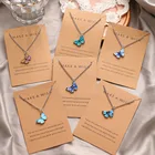 Корейские ожерелья с голубыми бабочками с градиентом для женщин и девушек серебряный цвет бабочки кулон ожерелье-чокер ювелирные изделия подарок на день рождения