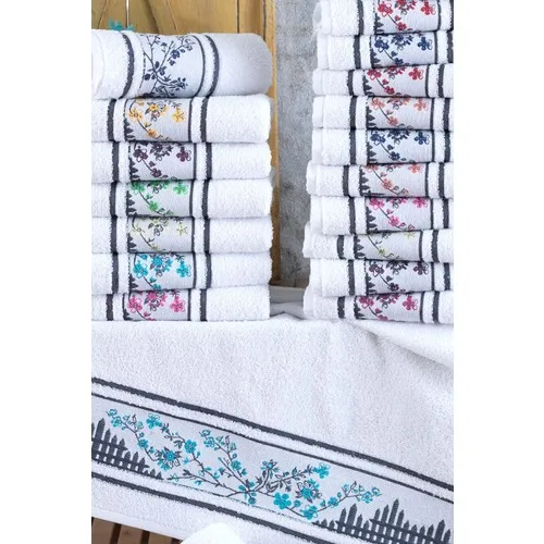 

Riva Garden Floral Embroideried 4'l 50 X90 cm Hand and Face Towel Set