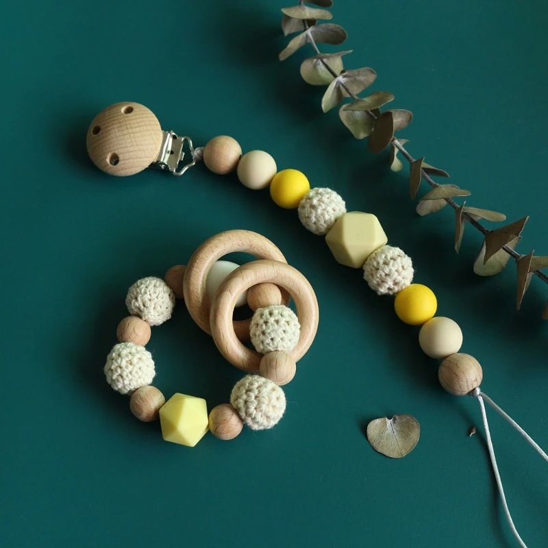 

Baby Pacifier Clip Chain Newborn Dummy Holder Teething Bracelet Crochet Lion Toy Soother Infants Rattle Teether Wholesale