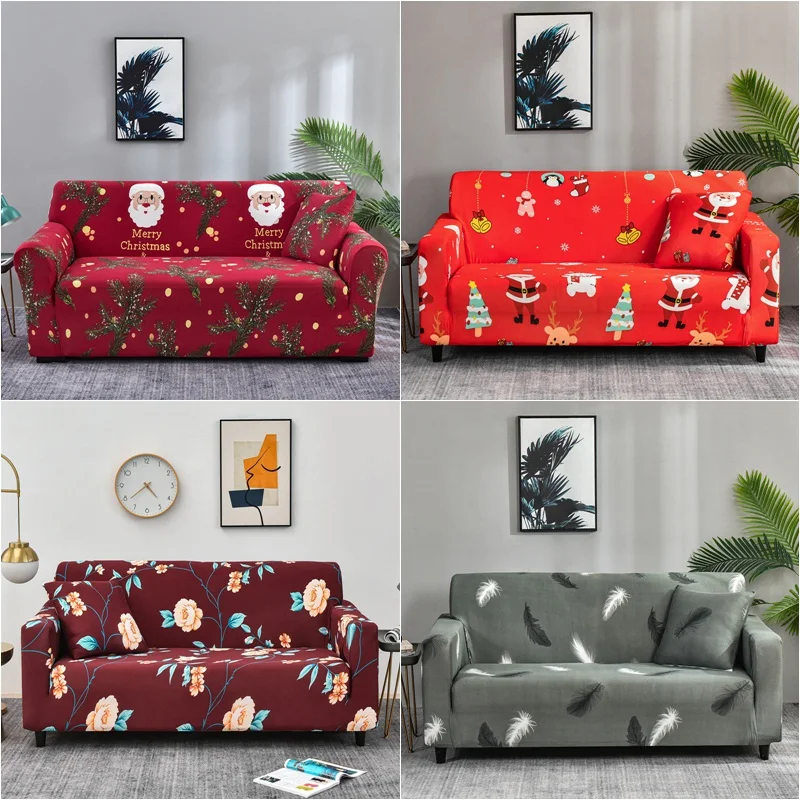 

1 2 3 4 Seater Christmas Sofa Covers Elastic Sofa Slipcovers for Living Room Stretch All-inclusive Couch Cover Xmas Home Decor