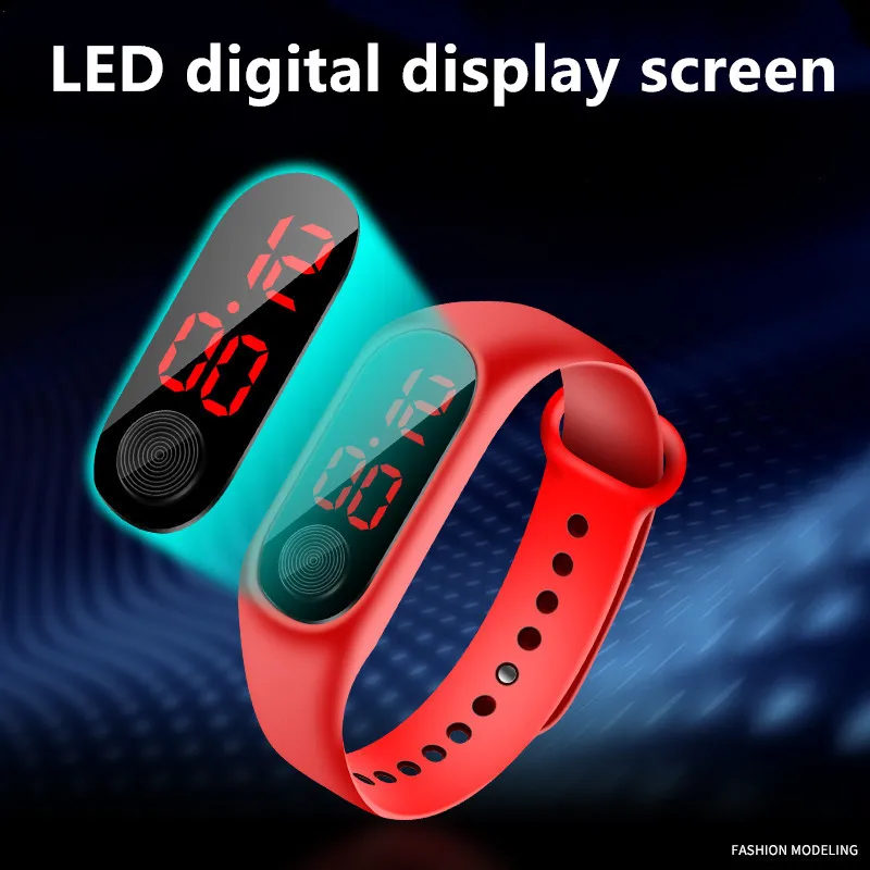 Jam Tangan Olahraga Modis untuk Anak-anak Jam Tangan Digital Led Tahan Air Tali Silikon Ultraringan Jam Tangan Remaja Laki-laki Perempuan Uniseks