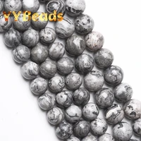 natural gray map jaspers stone beads picasso stone round loose charm beads for jewelry making diy bracelets necklaces 4 12mm