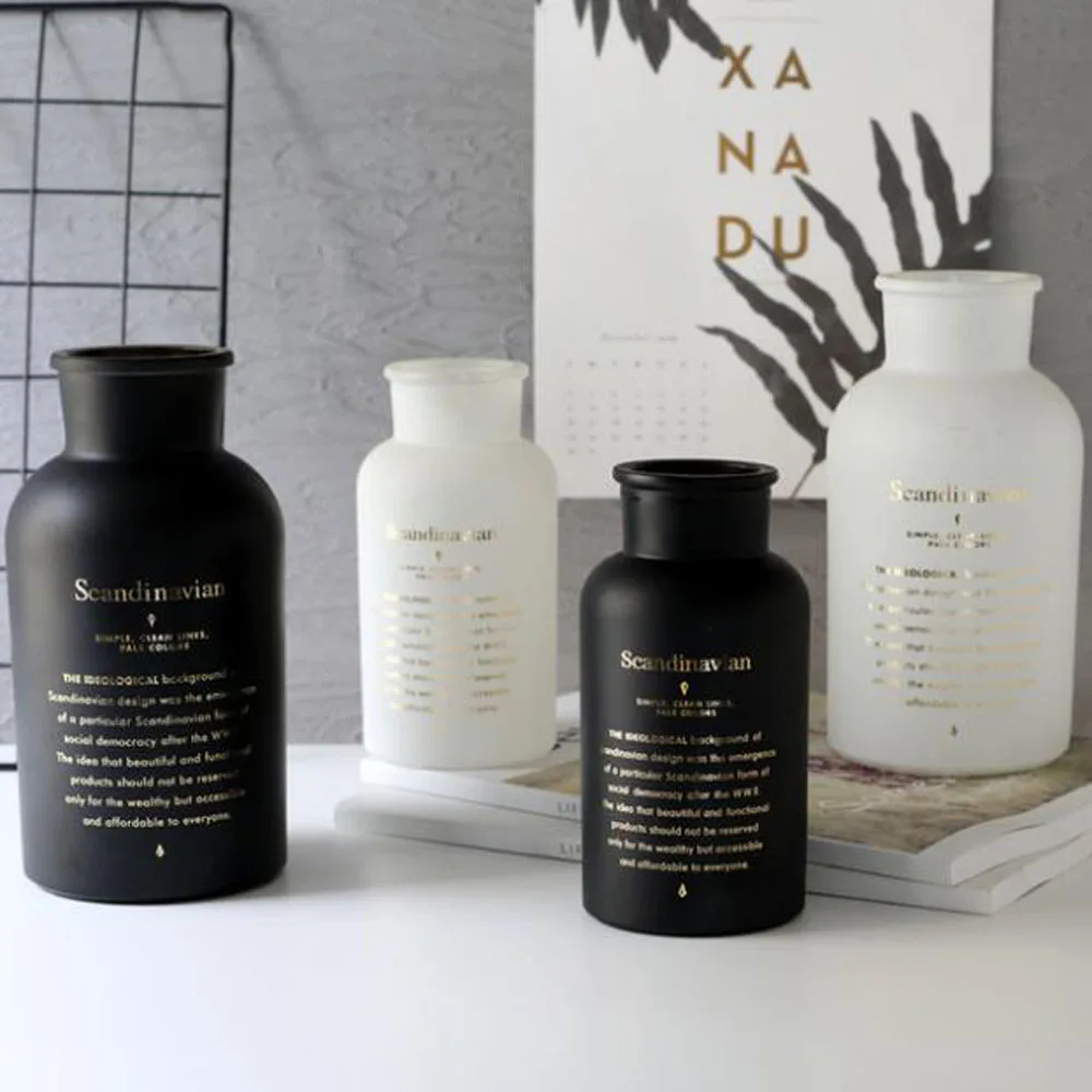 Минималистичный черный и белый контейнер стеклянная банка для хранения бутылка