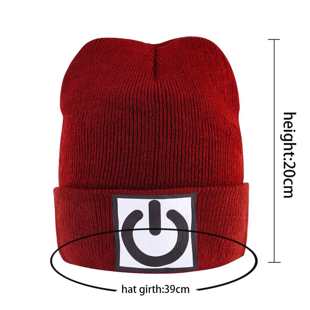 Вязаная шапка кофейного цвета с логотипом символа переключателя черная зимняя