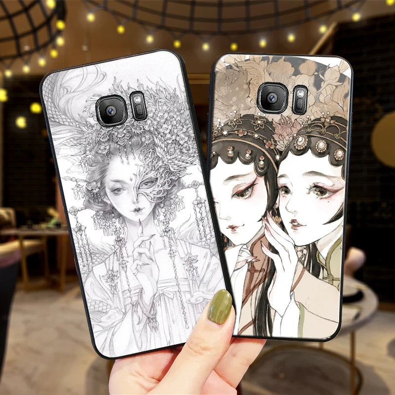 Чехлы для samsung S8 S9 S10 Plus в китайском стиле девочек NOTE 8 9 M10 M20 M30 S6 S7 Edge чехол телефона