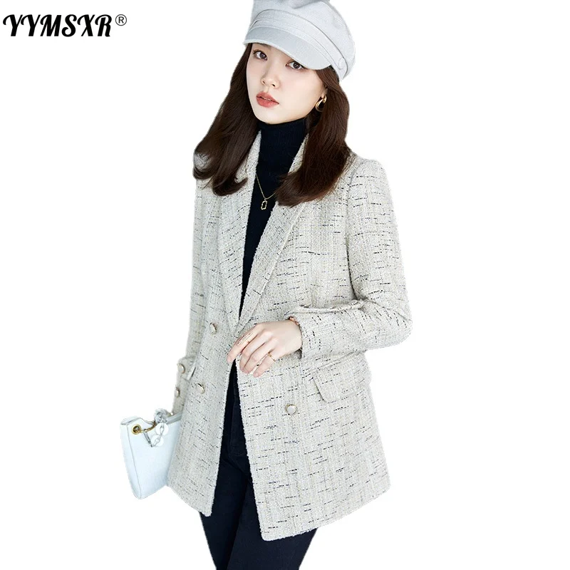 Office Suit  Women's Long-sleeved Autumn and Winter Double-breasted Ladies Jacket High-quality Elegant Blazer Female