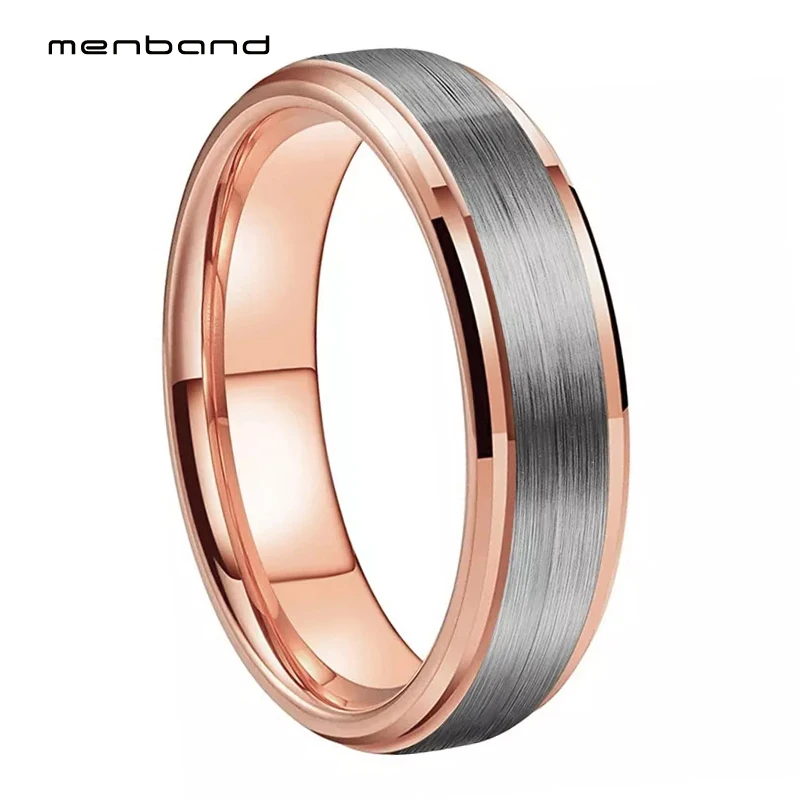 

6 мм розовое золото Для женщин обручальное кольцо Ювелирное кольцо из вольфрама со скошенными матовая отделка свободный крой
