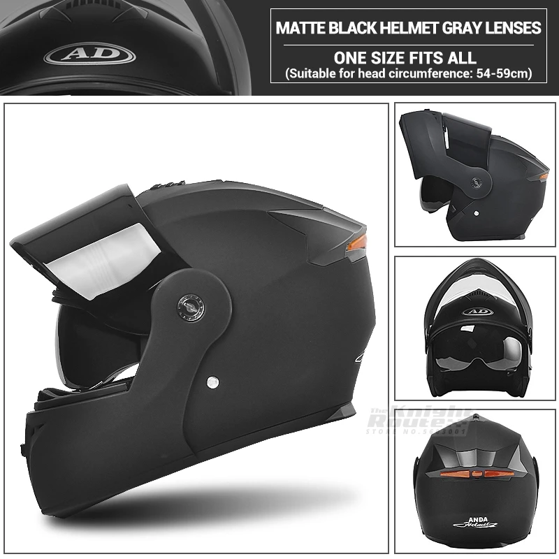 Мотоциклетный шлем мотоциклетный на все лицо с двойными линзами скутер