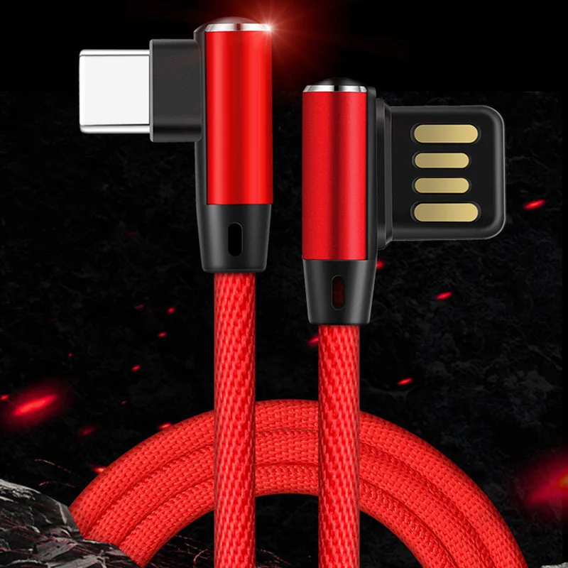 L Тип 90 градусов двухсторонний usb кабель штора вязка USB C/Micro провод мобильный