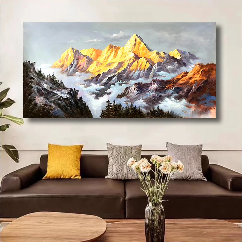 Koop 100% Hand Geschilderd Mountain Landschap Olieverfschilderij Wall Art Frameloze Foto Decoratie Voor Live Kamer Home Decor Gift