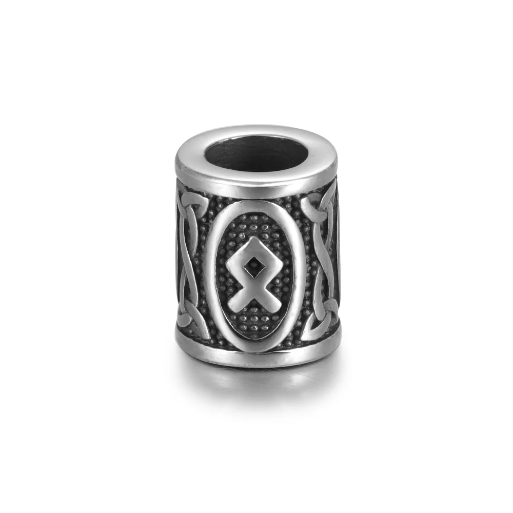 Нержавеющая сталь Viking бусины с Руна для волос бороды с большим отверстием 8 мм Старший ФУТАРК Руна для плетения браслетов своими руками аксессуары - Цвет: estate