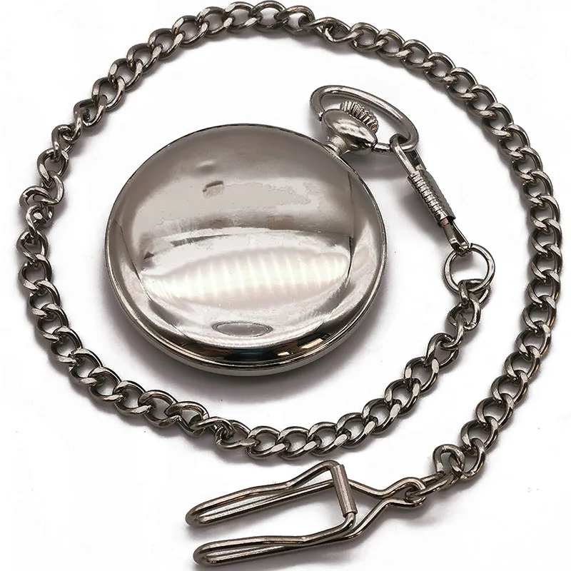 Лучшие панк паровые серебряные непокрытые кварцевые карманные часы мужские цепь